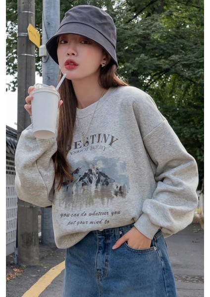 Destiny Baskılı Oversize Sweatshirt