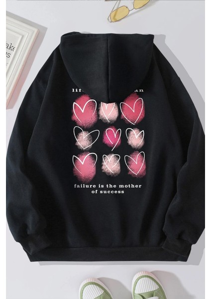 Unisex Heart Sırt Baskılı Oversize Sweatshirt