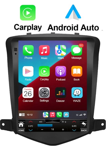 Chevrolet Cruze Tesla Ekran Android Multimedya IPS Ekran 4gb Ram -64GB Hafıza Carplay Kamera Hediye