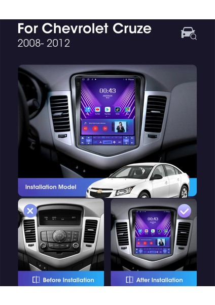 Chevrolet Cruze Tesla Ekran Android Multimedya IPS Ekran 4gb Ram -64GB Hafıza Carplay Kamera Hediye fiyatları