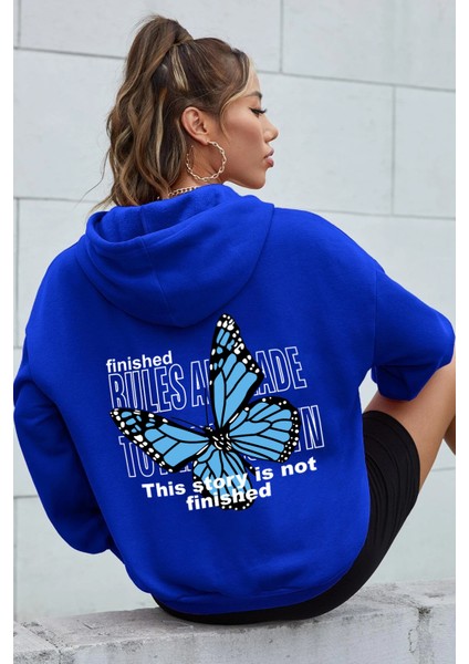 Blues Butterfly Baskılı Oversize Sweatshirt