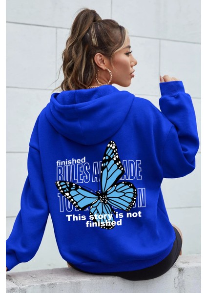 Blues Butterfly Baskılı Oversize Sweatshirt