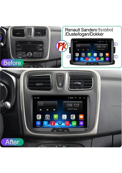 Renault Dacia Duster Symbol Sandero Uyumlu Android Multimedya 2/32GB Carplayli Hd IPS Ekran