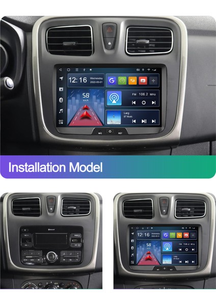 Renault Dacia Duster Symbol Sandero Uyumlu Android Multimedya 2/32GB Carplayli Hd IPS Ekran