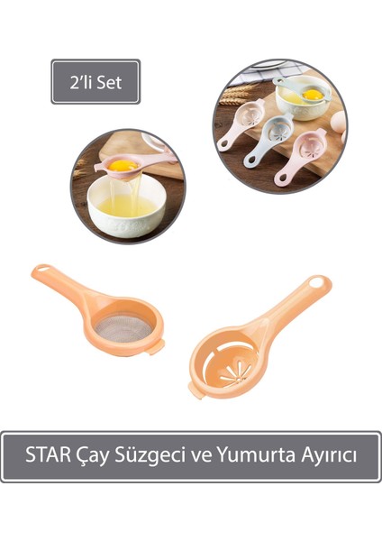 Star Çay Süzgeci ve Yumurta Ayırıcı - Somon