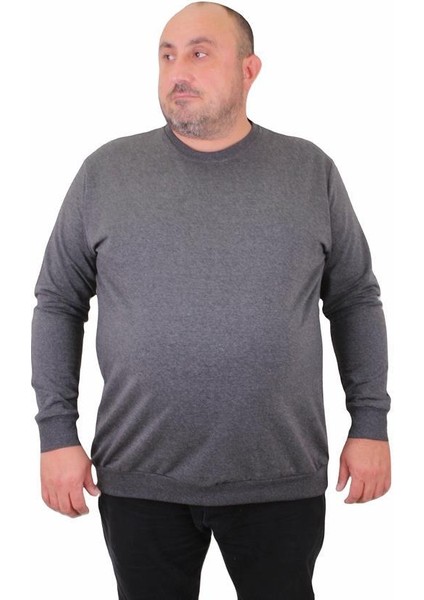 Büyük Beden Sıfır Yaka Classic Sweat 23216 Antrasıt