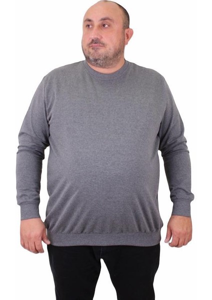 Büyük Beden Sıfır Yaka Classic Sweat 23216 Grı