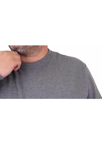 Büyük Beden Sıfır Yaka Classic Sweat 23216 Grı fırsatları