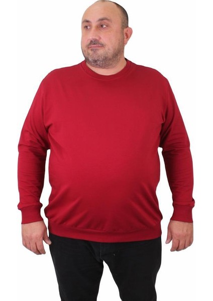 Büyük Beden Sıfır Yaka Classic Sweat 23216 Bordo