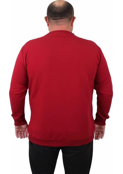 Büyük Beden Sıfır Yaka Classic Sweat 23216 Bordo modelleri