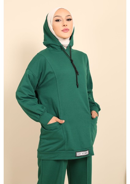 Zümrüt Yeşili Önü Etiketli İki İplik Tesettür Takım fiyatları