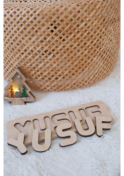 Ahşap Eğitici Oyuncak 6-7-8 Harf Naturel Bebeklere Puzzle Oyuncak Gelişim Destekli