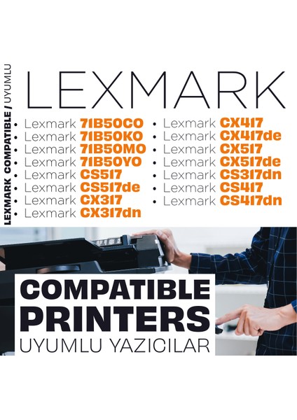 Lexmark 71B50Y0 Sarı Muadil Toner /CS317 /CS417 /CS517 /CX317 /CX417 /CX517