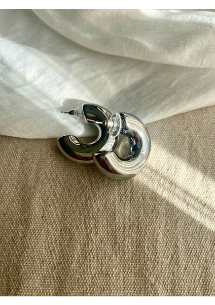 Bubble Cut Yarım Halka Küpe