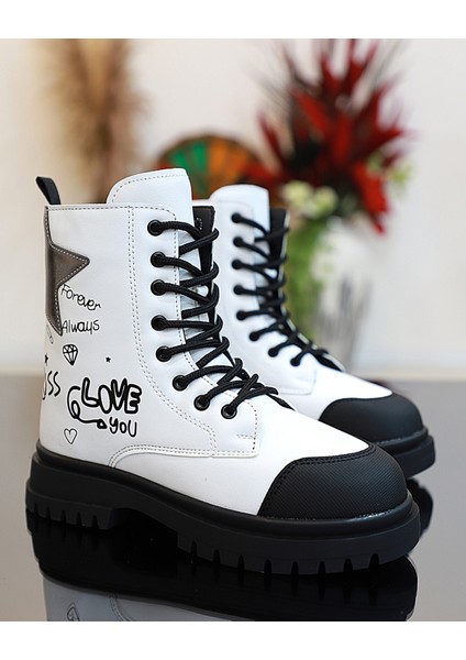 1763 Anatomik Tabanlı Kız Çocuk Postal Bot - NKT01763-BEYAZ-26 modelleri