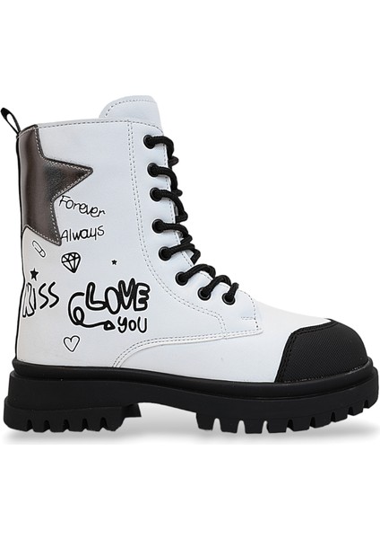 1763 Anatomik Tabanlı Kız Çocuk Postal Bot - NKT01763-BEYAZ-26 indirimleri