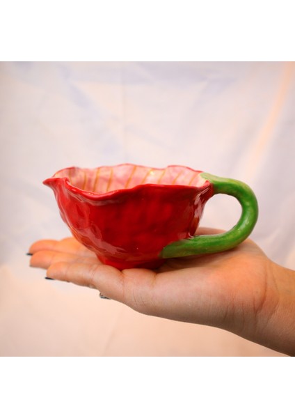 Sevgililer Günü Red Surprise Flowers Kupa Kırmızı Çiçek El Yapımı Seramik Mug 120 ml indirimleri