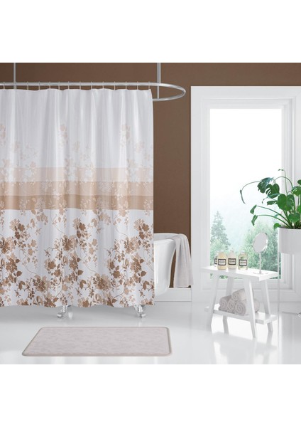 Banyo Perdesi 1x120x200 Tek Kanat Duş Perdesi Halka Hediyeli Duşakabin Perdesi 4131