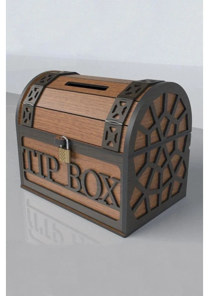 Klitli Tip Box Bahşiş Kutusu ve Kumbara Sandık Tipi Ahşap Tipbox