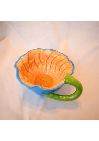 Lily Serisi Surprise Flowers Kupa-Mavi Çiçek Kupa El Yapımı Seramik Mug 120 ml modelleri