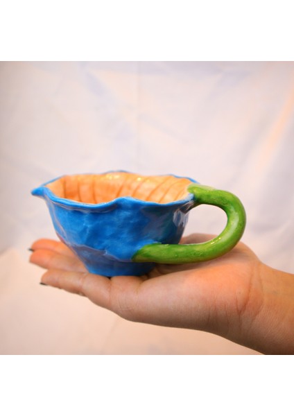Lily Serisi Surprise Flowers Kupa-Mavi Çiçek Kupa El Yapımı Seramik Mug 120 ml fırsatları