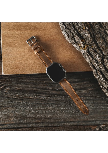 Lesband Leather crayz Koyu Kahverengi Gerçek Deri Apple Watch Kordon Seri 1-8, Se, Ultra ve Ultra 2 ile Uyumlu fiyatları