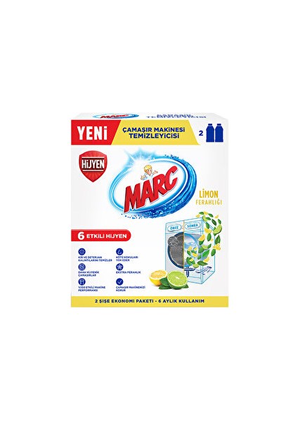 ( 5 Adet ) Marc Çamaşır Makinesi Temizleyici Limon 2 x 250 ml