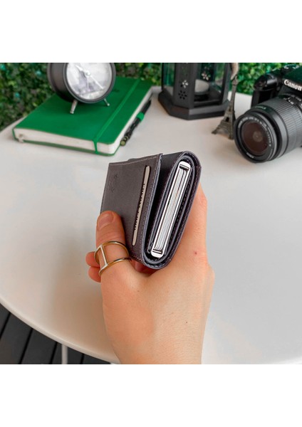 Pescol - Hakiki Deri RFID Korumalı Hırsızlık Engelleyici Otomatik Mekanizmalı Akıllı Kartlık Cüzdan