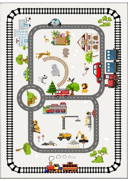 Trafik Çocuk Oyun Halısı Kaymaz Makinede Yıkanabilir Eğitici Bebek Ve Çocuk Odası Halısı Oyun Matı fiyatları