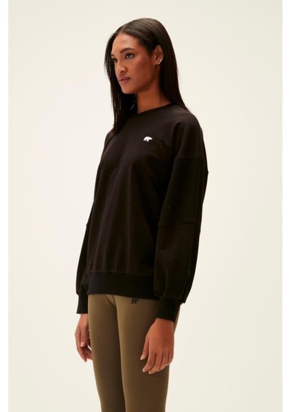 Kadın Sweatshirt Basic Crewneck Kadın Sweatshirt 23.04.12.001-SIYAH