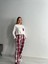 Kadın Beyaz Ekose Kadın Pijama Takımı(Sadece Kadın) 2