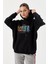 Kadın Sweatshirt Oversize Kapüşonlu Siyah 72476 2