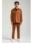 Süet Üst Kahverengi Slim Fit Takım 23Fwm64027 1