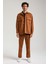 Süet Üst Kahverengi Slim Fit Takım 23Fwm64027 5