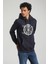 Kapüşonlu Lacivert Slim Fit Hoodie 23FWM64054 2