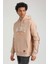 Kapüşonlu Bej Slim Fit Hoodie 23FWM64060 4