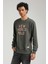 Bisiklet Yaka Haki Slim Fit Sweatshirt 23FWM60161 2
