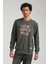 Bisiklet Yaka Haki Slim Fit Sweatshirt 23FWM60161 5