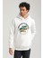 Kapüşonlu Ekru Slim Fit Hoodie 23FWM64049 3