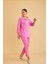 Raxy Cepli ve Nervürlü Keten Pembe Gömlek Pantolon Takım 3