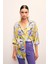 Çiçek Desenli Oversize Gömlek - Olive 1