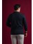 Slimfit Mono Yaka Torba Cepli Kendinden Çizgili Erkek Triko Hırka 5