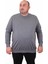Mocgrande Büyük Beden Sıfır Yaka Classic Sweat 23216 Grı 1