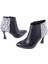 Modern Klasik Sade Topuklu Stiletto Deri Bot Siyah Leopar 4412 2