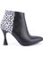 Modern Klasik Sade Topuklu Stiletto Deri Bot Siyah Leopar 4412 3