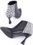 Modern Klasik Sade Topuklu Stiletto Deri Bot Siyah Leopar 4412 4