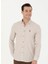 Slim Fit Düğmeli Yaka Bej Erkek Gömlek AKIS023K 3