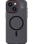 iPhone 15 Uyumlu Kılıf Recci Magnetic Glass Serisi Standlı Magsafe Şarj Özellikli Kapak Siyah 1