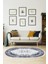 Dijital Salon Halısı Trend Keçe Kaymaz Taban Saçaklı Oval Modern Mollie Lacivert 1
