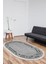 Dijital Salon Halısı Yıldız Deri Kaymaz Taban Saçaklı Oval Modern Twyla Gri 1